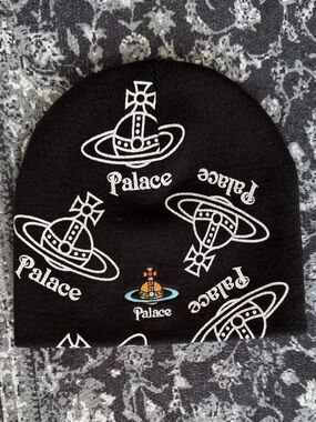 PALACE x Vivienne Westwood Black Beanie with Multicolor Orb Logo
